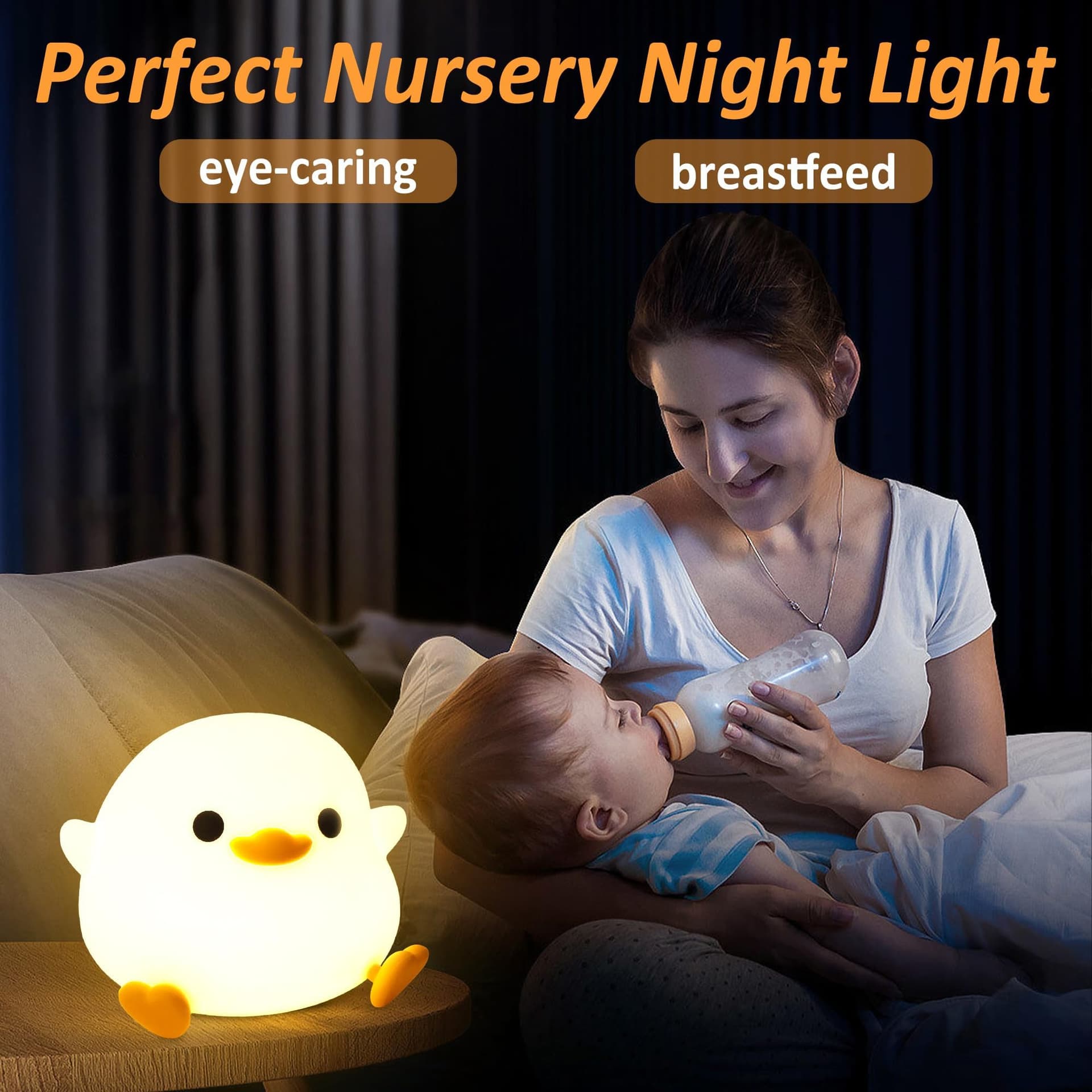 FULLOSUN Duck Light for Kids, Cute Silicone Animal Night Lamp with Touch Rechargeable Dimmable Timer, Best Decor for Children's Room Bedroom Desk, Present for Girls Boys Baby Toddler Xmas Birthday thumbnail 6
