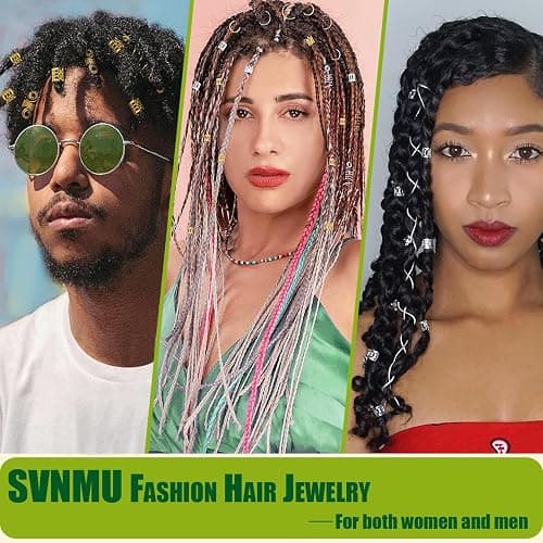 SVNMU 280 Pcs Gold Hair Jewelry for Braids Dreadlock Locs Metal Hair Clips Accessories for Women,Adjustable Hair Cuff Coils Rings Charms Braiding Decoration thumbnail 5