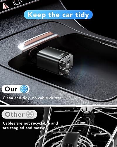 Retractable Car Charger Adapter for iPhone 17,4 in 1 Fast Charging Car Phone Charger,69W USB C Car Truck Accessories,Road Trip Essentials Gift for Men Women for iPhone 17 Pro Max/16/15/14/13/12,Galaxy thumbnail 8