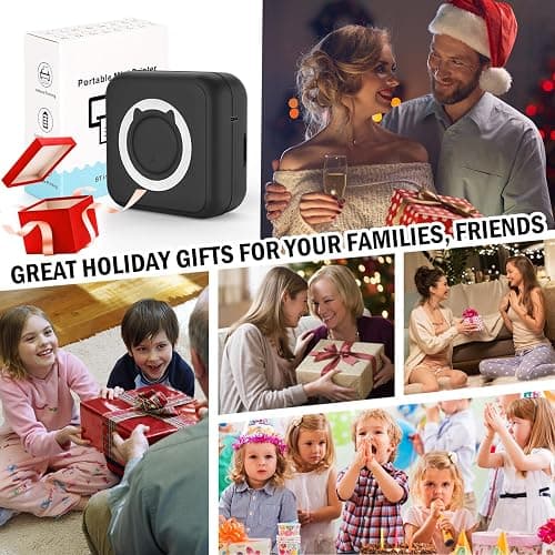 HUIJUTCHEN Mini Photo Printer - Portable Pocket Sticker Printers for iPhone Thermal Printer with 10 Rolls Thermal Paper for Photo, Memo, Journal - Black thumbnail 7