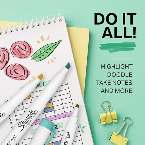 Sharpie S-Note Duo Dual-Tip Creative Highlighters, Assorted Mild Colors, No Bleed, Fine and Chisel Tips, Includes Stand-Up Easel, 16 Count thumbnail 4