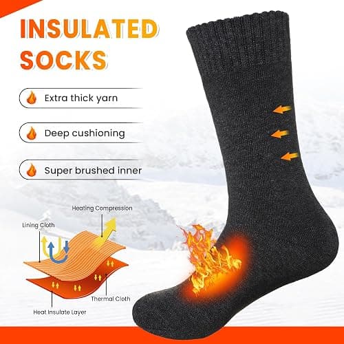 Velice Winter Warm Thermal Socks for Women Extra Thick Insulated Heated Crew Boot Socks for Cold Weather 5 Pairs thumbnail 3