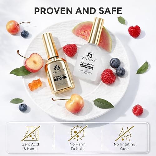 UNA GELLA Nail Dehydrator and Primer Set, Leak-Proof Glass Bottle Nail Prep for Acrylic Nails and Gel Polish, HEMA-Free Acid-Free Air Dry Manicure Supplies, 2x10ml thumbnail 6
