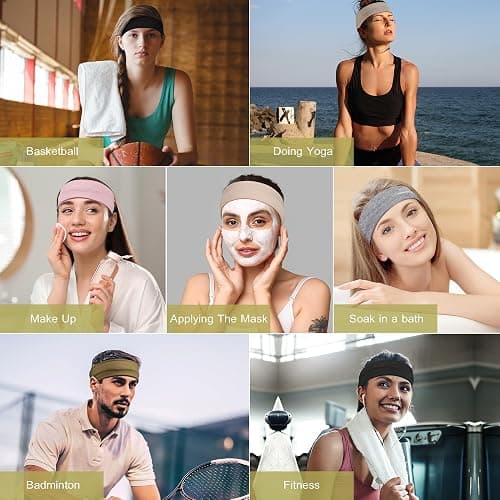 Ztomine Headbands for Women, 8pcs Stretchy Non Slip Soft Cotton Cloth Hair Bands for Sports, Workout, Yoga and Running thumbnail 6