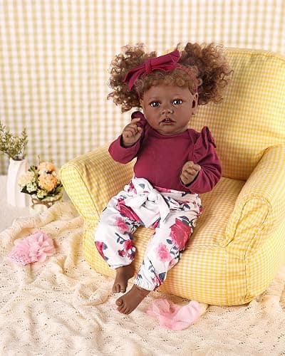BABESIDE 3 Pcs Reborn Baby Doll Clothes for 17-22 Inch Babydolls, Floral Patterns Lifelike Baby Doll Accessories for Realistic Baby Dolls Girl, Wine Red thumbnail 2