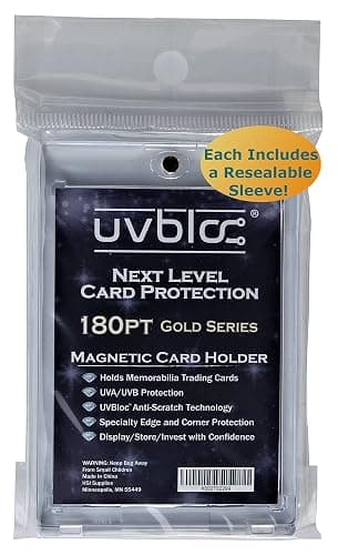 UVBLOC One Touch Card Holder 180pt (5 Pack) Magnetic Baseball Jersey Patch Protectors Sleeves Cases for Trading Sports Cards thumbnail 4