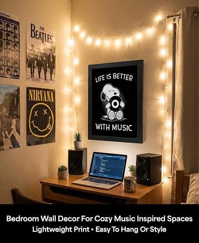 Life Is Better With Music Wall Art Print – Minimalist Typography Decor for Living Room, Classroom, Studio & Creative Workspaces – Music-Inspired Artwork – 8x10 Unframed – Made in USA Luster Finish thumbnail 7