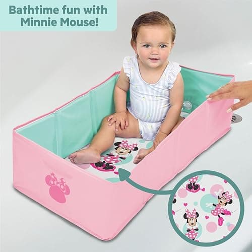 Disney Baby Minnie Mouse Tuckaway Toddler Folding Tub, Converts Shower to Bathtub, Folds to Store, Easy to Clean, Portable Baby Bathtub for Travel, 12M-5Y thumbnail 9