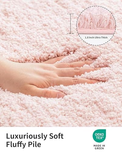 ILANGO Pink Christmas Bathroom Rugs 36" × 24" Non Slip & Super Absorbent Extra Thick Soft, Washable Bath Mat for Floor, Non Shedding Microfiber Shaggy Bath Rug with Rubber for Bathtub Sink thumbnail 3