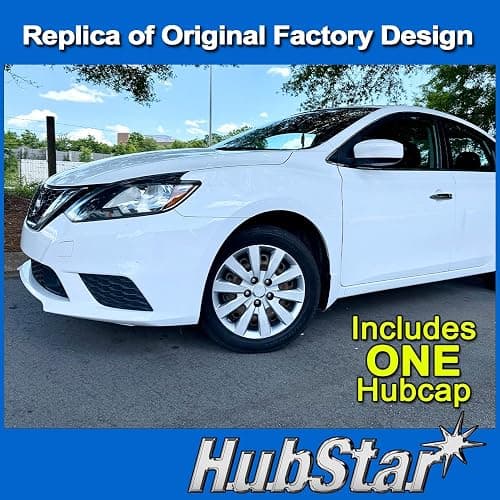 HubStar Hubcap Fits Nissan Sentra 2013-2019, Leaf 2013-2018, Premium Replica 16-inch Replacement, Silver, 1 Piece thumbnail 2