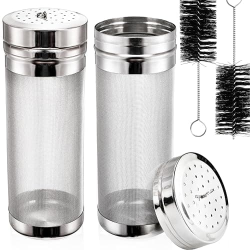 Tlence 2 Pack Beer Dry Hopper Filters, 2.8 x 7 inch 300 Micron Mesh Hop Strainer with Lid, Stainless Steel Beer Hop Spider with Nylon Bristles, Brewing Filters Straining Keg for Home Coffee Wine Juice - Image 1