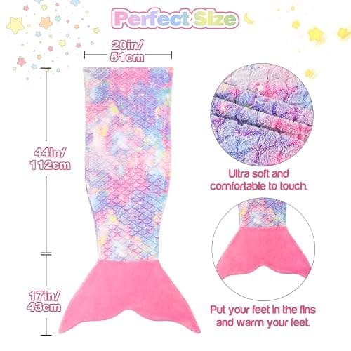 Catalonia Mermaid Tail Blanket for Girls, Glow in The Dark Mermaid Sleeping Bag for 3-14 yrs Kids, Mermaid Gift for Girls thumbnail 3