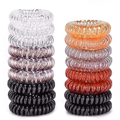 Teqifu Hair Ties, 17 Pack Spiral Coils for Thick and Thin Hair - No Crease Ponytail Holders for Women and Children - Image 1
