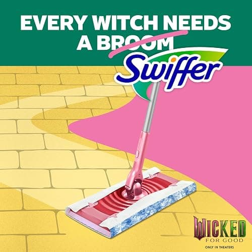 Swiffer Sweep and Mop Deluxe, Limited Edition Pink Wicked: for Good, 2-in-1 Floor Mopping and Sweeping Kit, 1 Sweeper Device, 5 Heavy Duty Dry Sweeping Cloths, 3 Heavy Duty Wet Mopping Cloths thumbnail 4