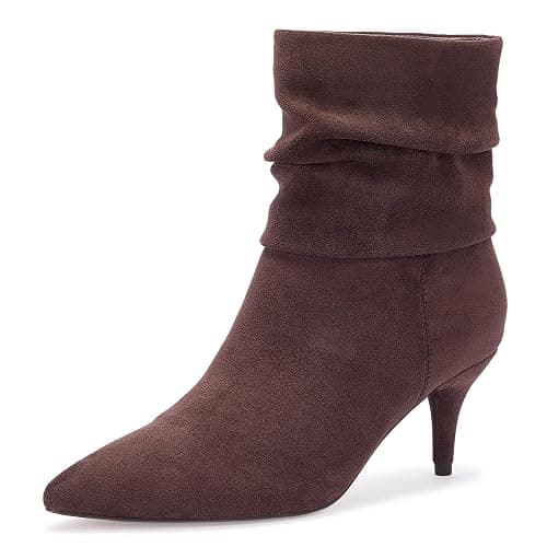 CosyFever Sexy Slouch Ankle Boots for Women with Fashion Mid Stiletto Heels Pointed Toe Bootie - Image 1