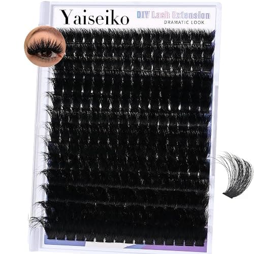 Yaiseiko Fluffy Lash Clusters 300D Thick Long 12-25mm Volume Cluster Eyelash Extensions 224Pcs Wispy Individual Lashes D Curl Waterproof Eyelash Clusters Soft False Eyelashes DIY at Home - Image 1