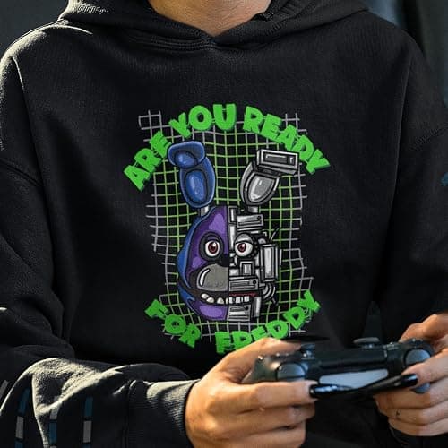SMARTYPANTS Freddy and Bonnie Hoodie | Five Nights at Freddy's FNAF Fan Pullover | Animatronic Horror Game Novelty Gift | Unisex Black thumbnail 2