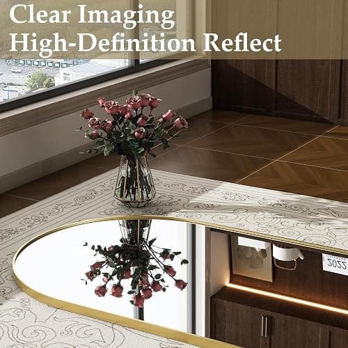 WISSMIELS 57" x 20" Arched Full Length Mirror - Wall Mounted/Floor Mirror Aluminum Alloy Frame Full Body Mirrors for Bathroom Living Room Bedroom and Entryway,Gold thumbnail 4