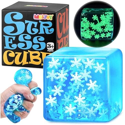 Squishy Fidget Toys Stress Cube - Squeeze Toys Stress Balls for Adults Slow Rising Squishies Glow in The Dark Snowflakes Sugar Sensory Toys for Kids with Autism Fidgets for Classroom Prize Toys - Image 1