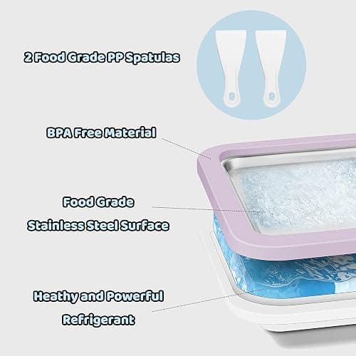 JoyMech Ice Cream Roll Maker Rolled Ice Cream Machine, Sweet Spot Pan, Instant Cold Plate, Ideal for Making Rolled Ice Cream Soft Serve Slushies Frozen Yogurt Sorbet and Gelato (Lavender) thumbnail 5