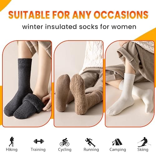 Velice Winter Warm Thermal Socks for Women Extra Thick Insulated Heated Crew Boot Socks for Cold Weather 5 Pairs thumbnail 6