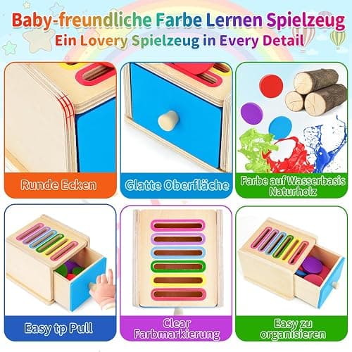 FCSONU Kinder Montessori Spielzeug ab 1 2 3 Jahre Jungen Mädchen, Holzspielzeug ab 1 Jahr, Farbe Sortierspiel Steckspiel Kinderspielzeug ab 2, Ostern Kindertag Geburtstag Geschenk für Baby Weihnachten thumbnail 4