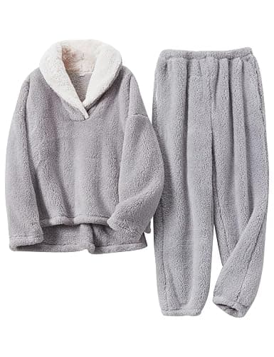 Gihuo Mens Pajamas Set Winter Warm Flannel Pajamas Soft Fluffy Fleece Pj Set Loungewear Plush Sleepwear - Image 1