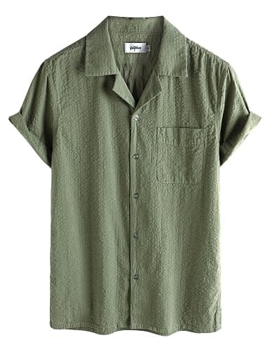 VATPAVE Mens Striped Summer Shirt Casual Button Down Short Sleeve Beach Shirts Cotton Shirts for Men - Image 1
