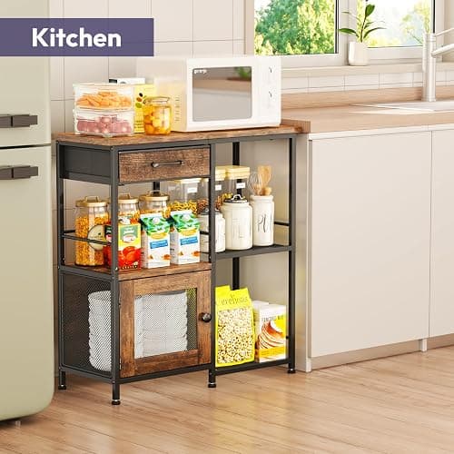 SWTYMIKI Coffee Bar Cabinet for Home - Farmhouse Coffee Stand Station Multi-Purpose Buffet Sideboard Cabinet with Drawers - Kitchen Bar Table for Living Room, Corner, Small Space, Espresso thumbnail 5
