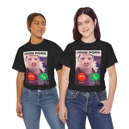 John Pork Funny Answer Call Phone T-Shirt, Brainrot T-Shirt thumbnail 7