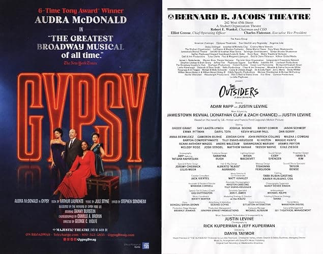 Brody Grant "THE OUTSIDERS" Brent Comer/Jason Schmidt/Sky Lakota-Lynch/Emma Pittman/January 2025 Broadway Musical Playbill with (2) Two Advertising Flyers thumbnail 2