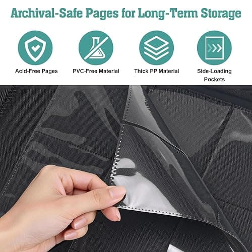 UGYAZX Top Loader Binder, 9 Pocket Holds 360 Top Loaders, Side-Loading Full-Zip Binder with Water-Resistant PU Cover for 3" x 4" Toploaders, TCG, MTG & Sports Cards, Blue Butterfly Cat thumbnail 8