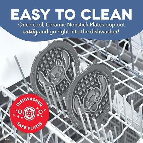 Disney Dash MultiMaker® Mini System Removable Plate Set - Ceramic Coating Replacement Plates for Waffle Breakfast - Waffle Maker Not Included - 4-Inch - 2-Pack - Stitch & Angel thumbnail 5