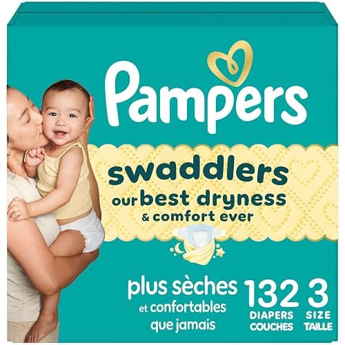 Pampers Swaddlers Diapers, Size 3, Absorbent, Keeps Baby Dry and Comfortable, Skin Safe Disposable Baby Diaper, 1 Pack (Count of 132) thumbnail 2