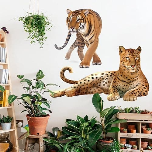 wondever Walking Tiger Wall Stickers Jungle Animals Tiger Peel and Stick Wall Art Decals for Living Room Bedroom Kids Room Playroom thumbnail 5