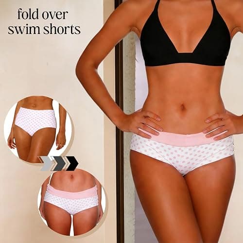 Sreakeio Women Fold Over Bikini Bottom Reversible Polka Dot Bathing Suits Bottoms High Waisted Tummy Control Swim Bottom thumbnail 6