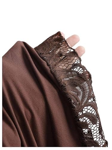 SOLY HUX Women's Long Sleeve Peplum Tops Babydoll Lace Sweetheart Neck Ruffle Asymmetrical Tee Fall Going Out T Shirt thumbnail 5