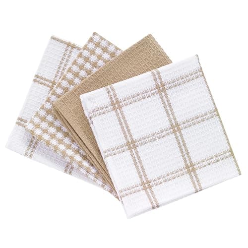 T-FAL Premium Waffle Dish Cloths: Highly Absorbent, Super Soft Long Lasting - 100% Cotton, 12"x13" Flat Waffle Dish Towel for Cleaning & Drying Dishes, (4-Pack), Sand thumbnail 2