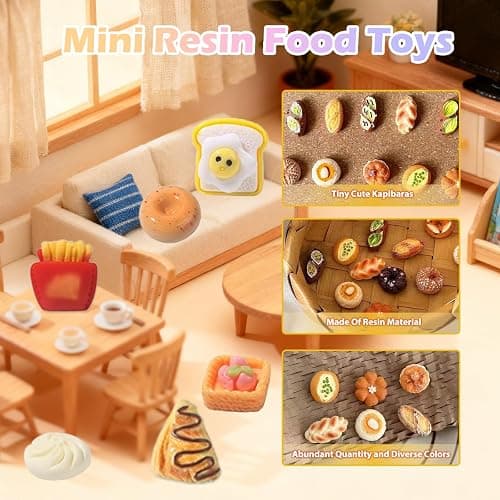 100 Pcs Mystery Food Blind Bags: Mini Resin Food Figures Bulk, Miniature Snacks and Desserts Charms, Mystery Bag Collectible for Fairy Garden, Resin Craft, Cake Décor Gift Surprises thumbnail 7