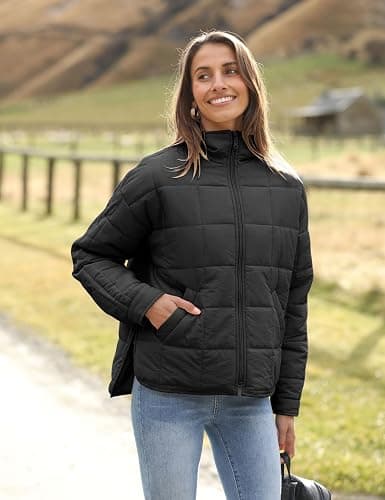Bianstore Women's Oversized Splice Quilted Lightweight Puffer Jacket Casual Padded Coat thumbnail 2