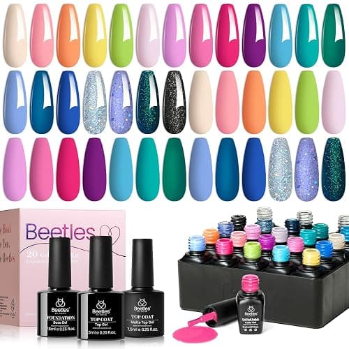 Beetles Gel Nail Polish Set- 23Pcs Color Gel Polish with Base Gel Top Coat Bright Colors, Gel Polish Kit Blue Pink Purple Orange Green Glitter Soak Off Uv Led Trendy Rainbow Nail Art thumbnail 7