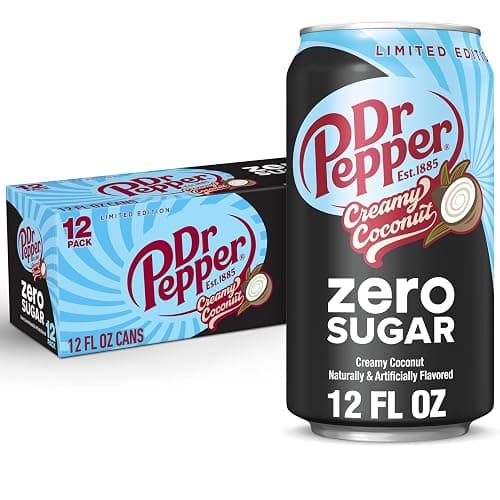 Dr Pepper Zero Sugar Creamy Coconut Soda, 12 fl oz cans, 12 Pack - Image 1