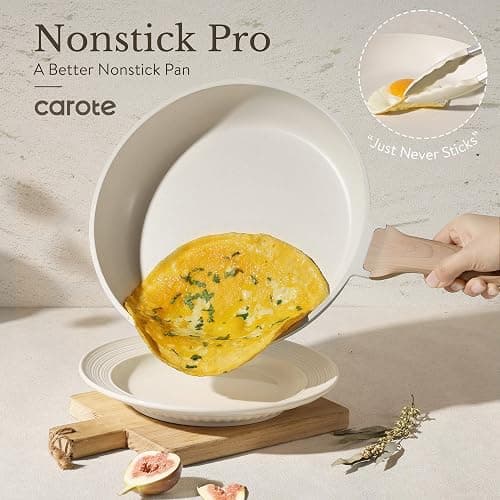 CAROTE ICE 35pcs Pots and Pans Set, Nonstick Cookware Sets, White Granite Induction Cookware with Kitchen Knife Set thumbnail 3