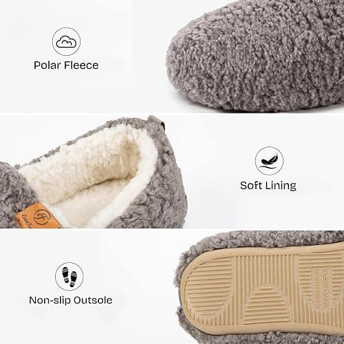 EverFoams Women’s Soft Curly Full Slippers Memory Foam Lightweight House Shoes Cozy Loafer with Polar Fleece Lining thumbnail 6