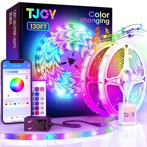 TJOY 130ft Bluetooth LED Strip Lights, RGB Color Changing, Music Sync, App Control, Indoor Usage, 5050 SMD, 2 Rolls, for Bedroom Kitchen TV Party (APP+Remote +Mic) - Image 1