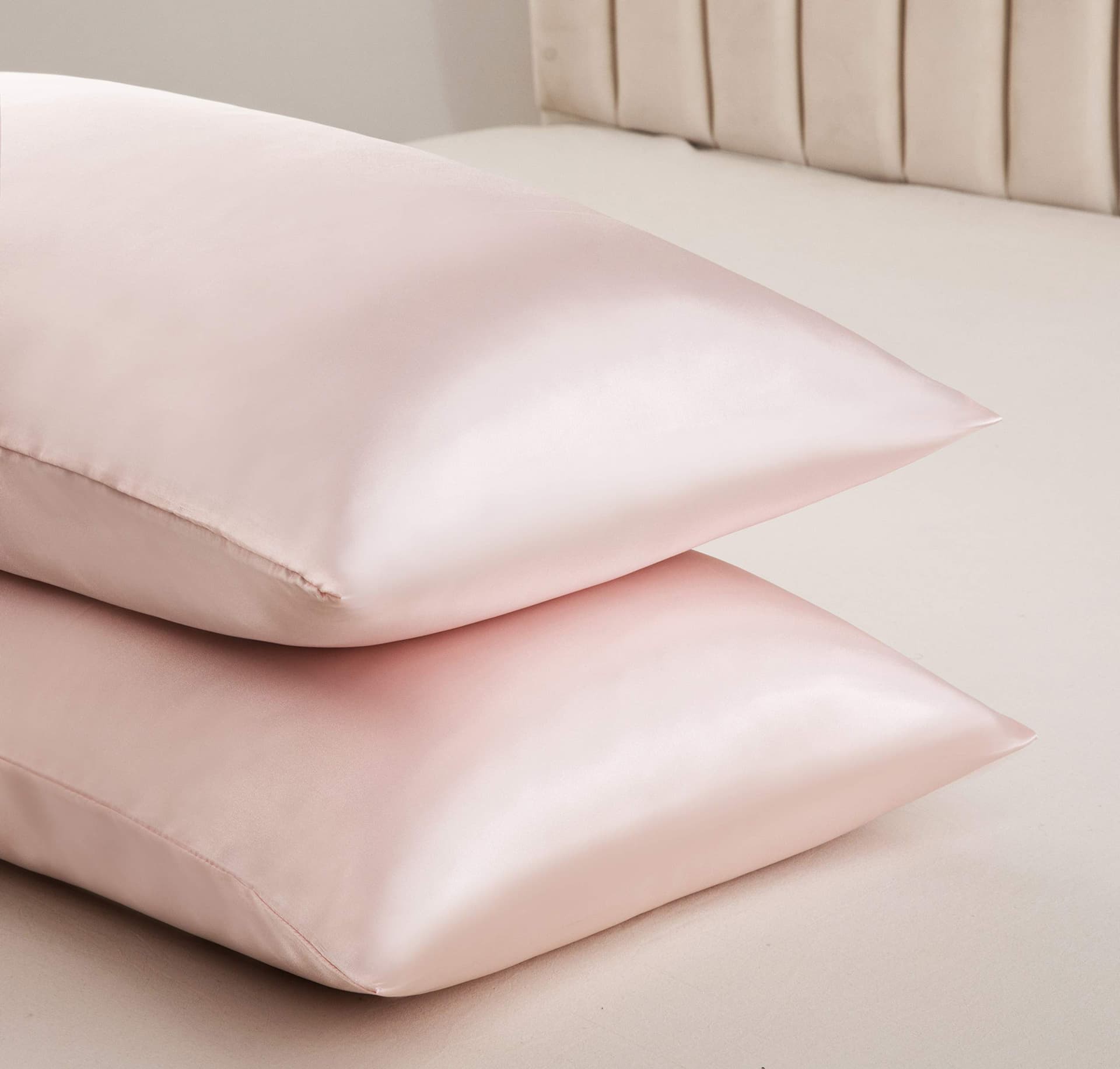 Satin Pillowcase, T Tersely 2 Pack 20"x 30" Silk Satin Pillowcases for Hair and Skin Queen Size Pillow Case with Envelope Closure (Cream) - Cream thumbnail 4