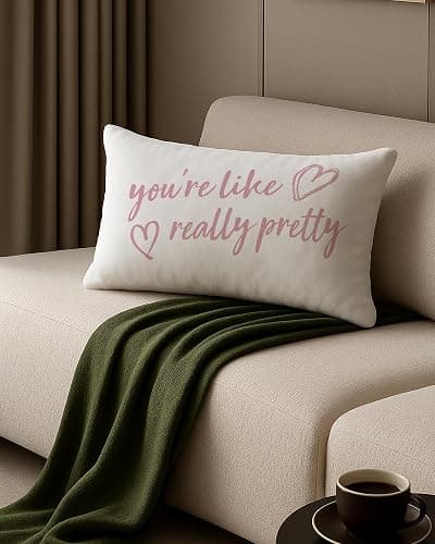 FGFK Preppy Pink You're Like Really Pretty Pillow Cover 12x20, Trendy Girly Pink and White Inspirational Decorative Throw Pillow Cover for Nursery Girls Room Bedroom Dorm Apartment Sofa Couch thumbnail 4