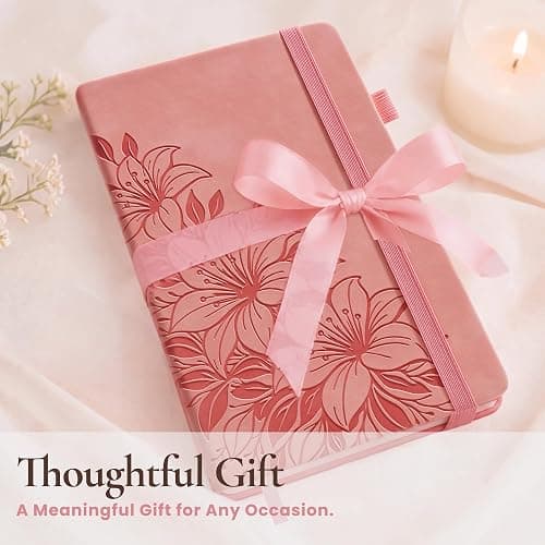 Lined Journal Notebook Hardcover Leather Bound 200 Pages A5 Pink Cute Diary | College Ruled 5.8x8.3" Journaling Notebooks for Women, Floral Aesthetic Journals for Writing, Small Travel Daily Note Book thumbnail 8