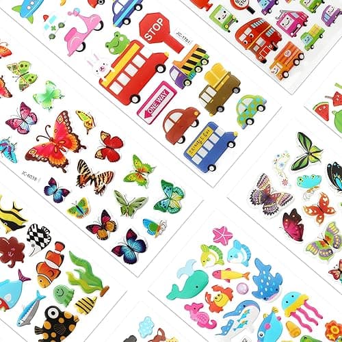 SAVITA 3D Stickers for Kids & Toddlers 500+ Puffy Stickers Variety Pack for Scrapbooking Bullet Journal Including Animal, Numbers, Fruits, Fish, Dinosaurs, Cars and More… thumbnail 5