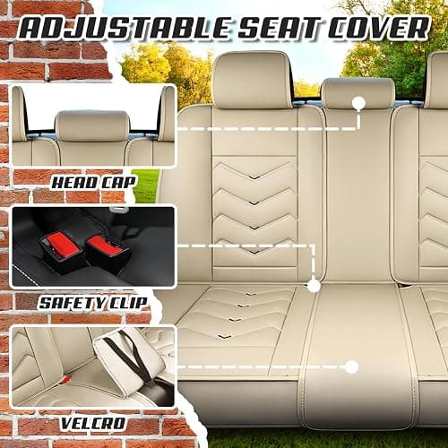 ADERN Car Seat Covers for Honda Accord 2000-2025, Premium Nappa Leather Car Seat Cover, Stylish Sport Seat Covers， Automobile Seat Cover Sets.(Standard 5 Seats/Beige) thumbnail 6